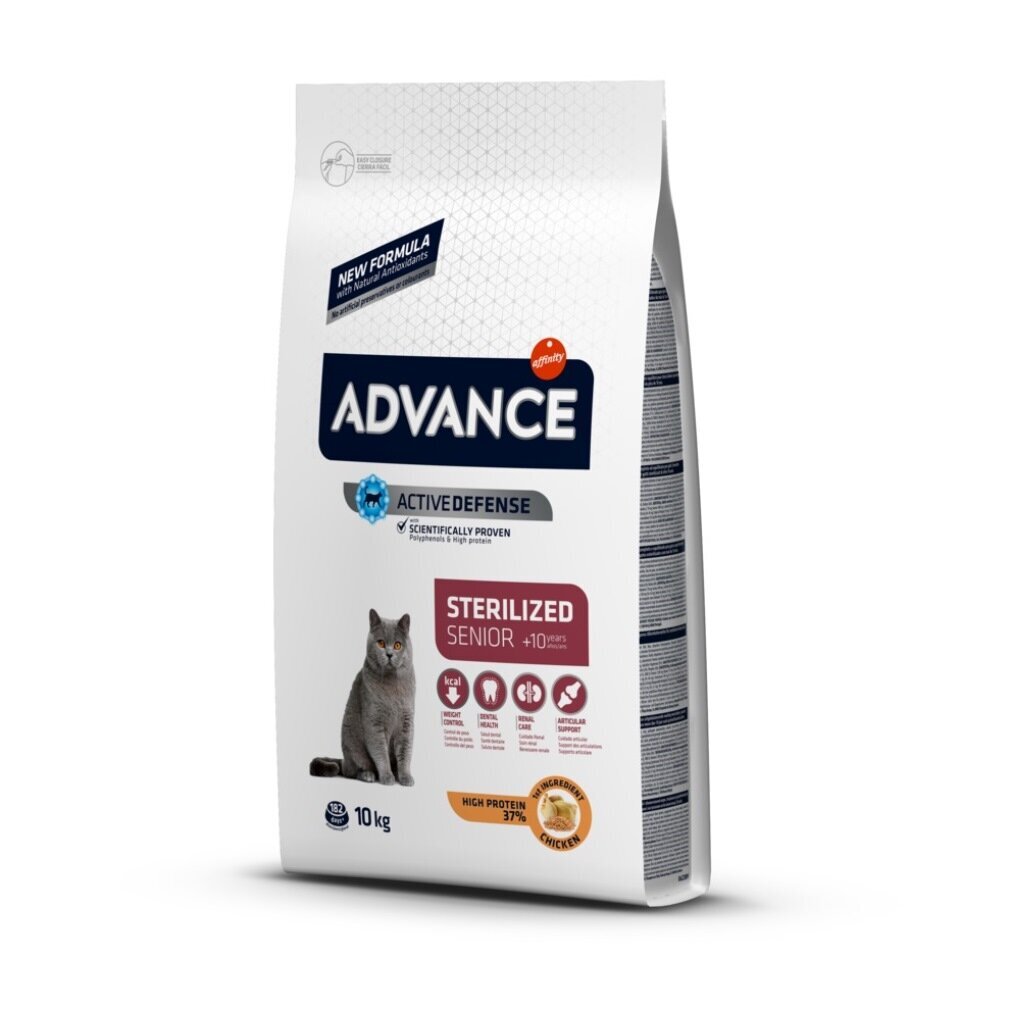 Advance cat senior 10+ sterilized, 10 kg hind ja info | Kassi kuivtoit ja kassikrõbinad | hansapost.ee