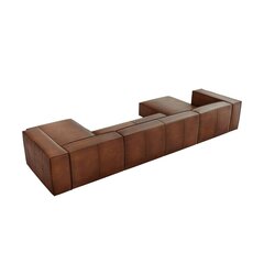 Шестиместный кожаный угловой диван Agawa, 375x173x68 см, коричневый цена и информация | Угловые диваны | hansapost.ee