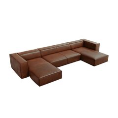 Шестиместный кожаный угловой диван Agawa, 375x173x68 см, коричневый цена и информация | Угловые диваны | hansapost.ee