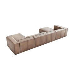 Шестиместный кожаный угловой диван Agawa, 375x173x68 см, песочный цена и информация | Угловые диваны | hansapost.ee