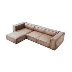 Четырехместный левосторонний угловой кожаный диван Agawa, 290x173x68 см, песочный цена и информация | Угловые диваны | hansapost.ee