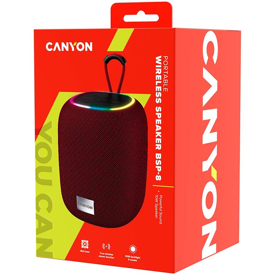 Canyon BSP-8 Red CNE-CBTSP8R цена и информация | Kõlarid | hansapost.ee