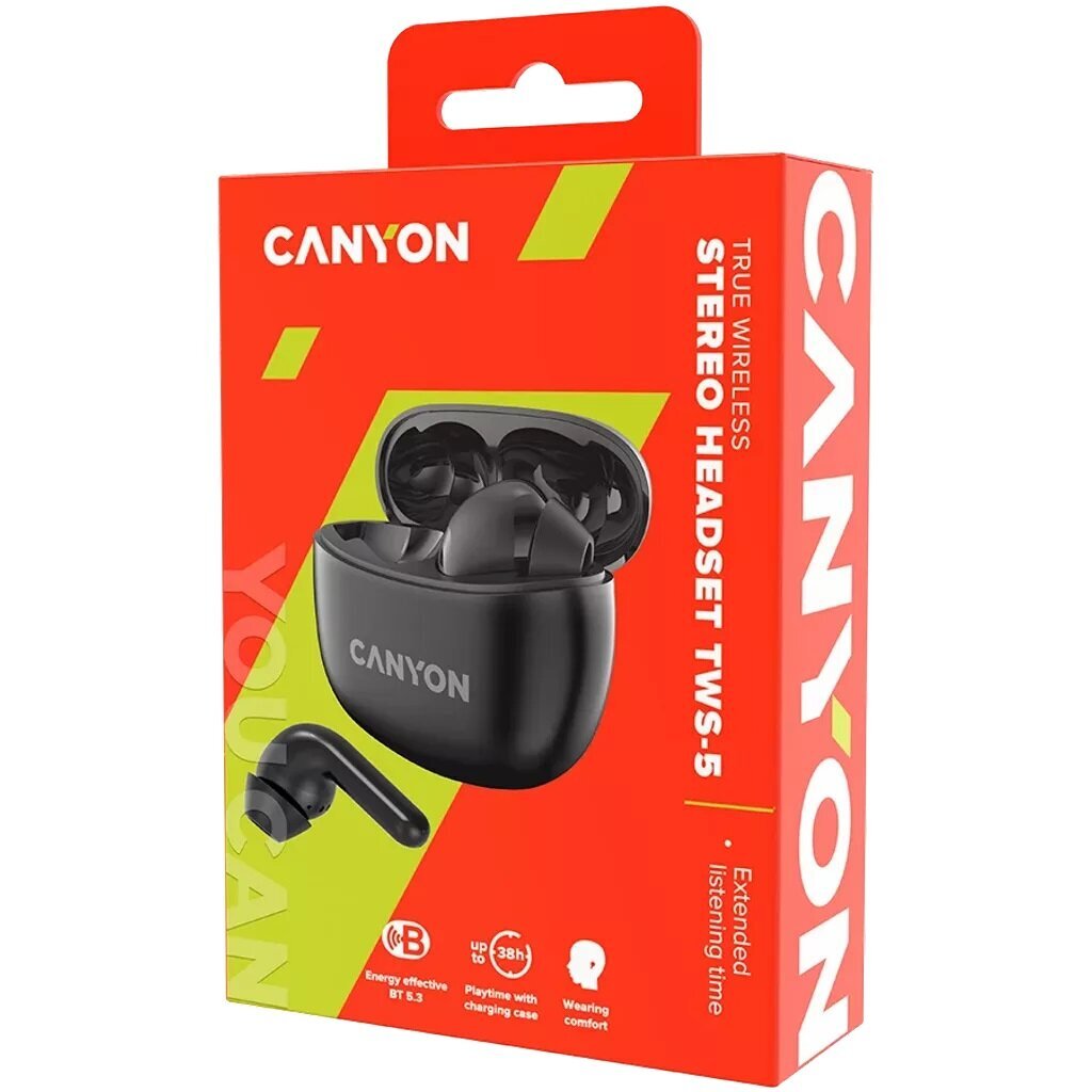 Canyon TWS-5 Black CNS-TWS5B цена и информация | Kõrvaklapid | hansapost.ee