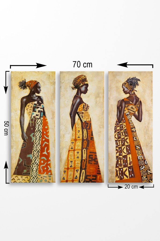 Kolmeosaline reproduktsioon Aafrika naised цена и информация | Seinapildid | hansapost.ee