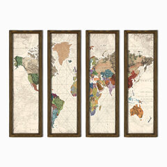 Репродукция из четырех частей Карта мира цена и информация | Репродукции, картины | hansapost.ee