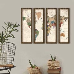 Репродукция из четырех частей Карта мира цена и информация | Настенные деревянные декорации | hansapost.ee
