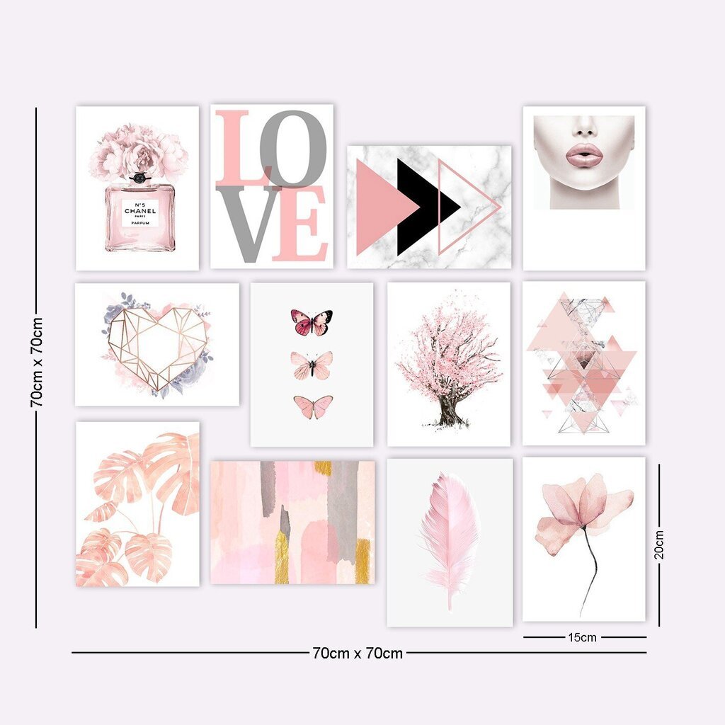 Kaheteistkümneosaline reproduktsioon Love 12MDF10 hind ja info | Seinapildid | hansapost.ee