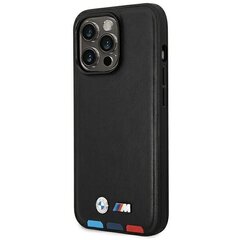 Etui BMW BMHMP14X22PTDK iPhone 14 Pro Max 6,7" czarny|black Leather Stamp Tricolor Magsafe цена и информация | Чехлы для телефонов | hansapost.ee