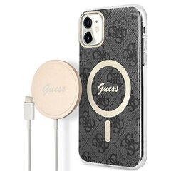 Zestaw Guess GUBPN61H4EACSK Case+Charger iPhone 11 6,1" czarny|black hard case 4G Print MagSafe цена и информация | Чехлы для телефонов | hansapost.ee