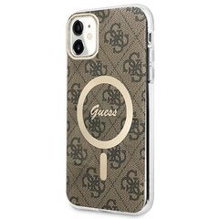 Zestaw Guess GUBPN61H4EACSW Case+Charger iPhone 11 6,1" brązowy|brown hard case 4G Print MagSafe цена и информация | Чехлы для телефонов | hansapost.ee