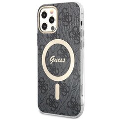 Zestaw Guess GUBPP12MH4EACSK Case+ Charger iPhone 12|12 Pro czarny|black hard case 4G Print MagSafe цена и информация | Чехлы для телефонов | hansapost.ee