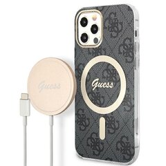 Zestaw Guess GUBPP12MH4EACSK Case+ Charger iPhone 12|12 Pro czarny|black hard case 4G Print MagSafe цена и информация | Чехлы для телефонов | hansapost.ee