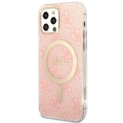 Zestaw Guess GUBPP12MH4EACSP Case+ Charger iPhone 12|12 Pro różowy|pink hard case 4G Print MagSafe цена и информация | Чехлы для телефонов | hansapost.ee