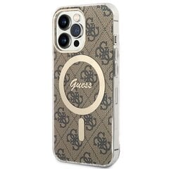 Zestaw Guess GUBPP13LH4EACSW Case+ Charger iPhone 13 Pro brązowy|brown hard case 4G Print MagSafe цена и информация | Чехлы для телефонов | hansapost.ee