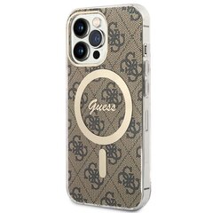 Zestaw Guess GUBPP13LH4EACSW Case+ Charger iPhone 13 Pro brązowy|brown hard case 4G Print MagSafe цена и информация | Чехлы для телефонов | hansapost.ee