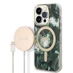 Zestaw Guess GUBPP14LHJEACSA Case+ Charger iPhone 14 Pro 6,1" zielony|green hard case Jungle MagSafe цена и информация | Чехлы для телефонов | hansapost.ee