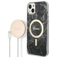 Zestaw Guess GUBPP14MHMEACSK Case+ Charger iPhone 14 Plus 6,7" czarny|black hard case Marble MagSafe цена и информация | Чехлы для телефонов | hansapost.ee