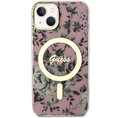 Guess GUHMP14MHCFWSP iPhone 14 Plus 6.7" różowy|pink hardcase Flower MagSafe цена и информация | Чехлы для телефонов | hansapost.ee