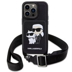 Чехол Karl Lagerfeld KLHCP14LCSAKCPMK для iPhone 14 Pro 6.1" hardcase Crossbody Saffiano Karl & Choupette, черный цена и информация | Чехлы для телефонов | hansapost.ee