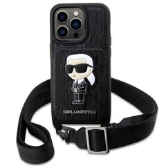 Karl Lagerfeld KLHCP14LCSAKHPKK iPhone 14 Pro 6.1" hardcase czarny|black Crossbody Saffiano Monogram Ikonik цена и информация | Чехлы для телефонов | hansapost.ee