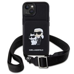 Чехол Karl Lagerfeld KLHCP14SCSAKCPMK для iPhone 14 6.1" hardcase Crossbody Saffiano Karl & Choupette, черный цена и информация | Чехлы для телефонов | hansapost.ee