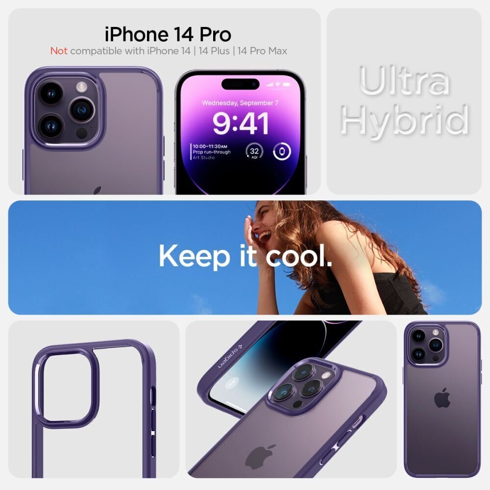 Spigen Ultra Hybrid iPhone 14 Pro, deep purple цена и информация | Telefonide kaitsekaaned ja -ümbrised | hansapost.ee