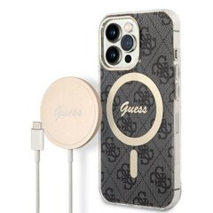 Zestaw Guess GUBPP14SH4EACSK Case+ Charger iPhone 14 6,1" czarny|black hard case 4G Print MagSafe цена и информация | Чехлы для телефонов | hansapost.ee