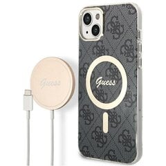 Zestaw Guess GUBPP14SH4EACSK Case+ Charger iPhone 14 6,1" czarny|black hard case 4G Print MagSafe цена и информация | Чехлы для телефонов | hansapost.ee