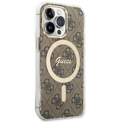 Zestaw Guess GUBPP13XH4EACSW Case+ Charger iPhone 13 Pro Max brązowy|brown hard case 4G Print MagSafe цена и информация | Чехлы для телефонов | hansapost.ee