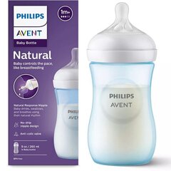 Pudel Philips Avent Natural Response, sinine, 1 kuu+, 260 ml price and information | Baby bottles and accessories | hansapost.ee