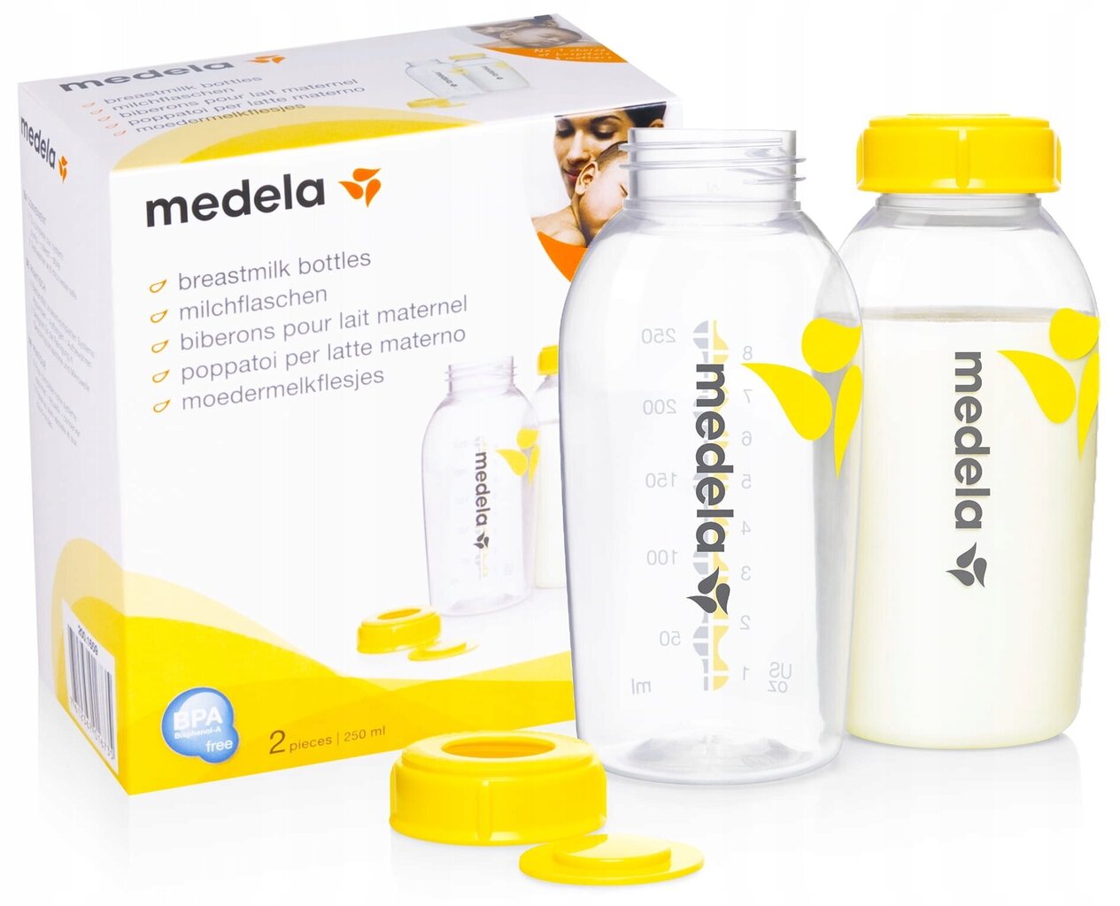 Piima säilituspudelid Medela 0075, 250 ml, 2 tk. цена и информация | Lutipudelid ja tarvikud | hansapost.ee