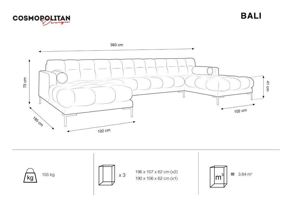 Pehme nurgadiivan Cosmopolitan Design Bali 7, kollane/kuldne цена и информация | Nurgadiivanid ja nurgadiivanvoodid | hansapost.ee