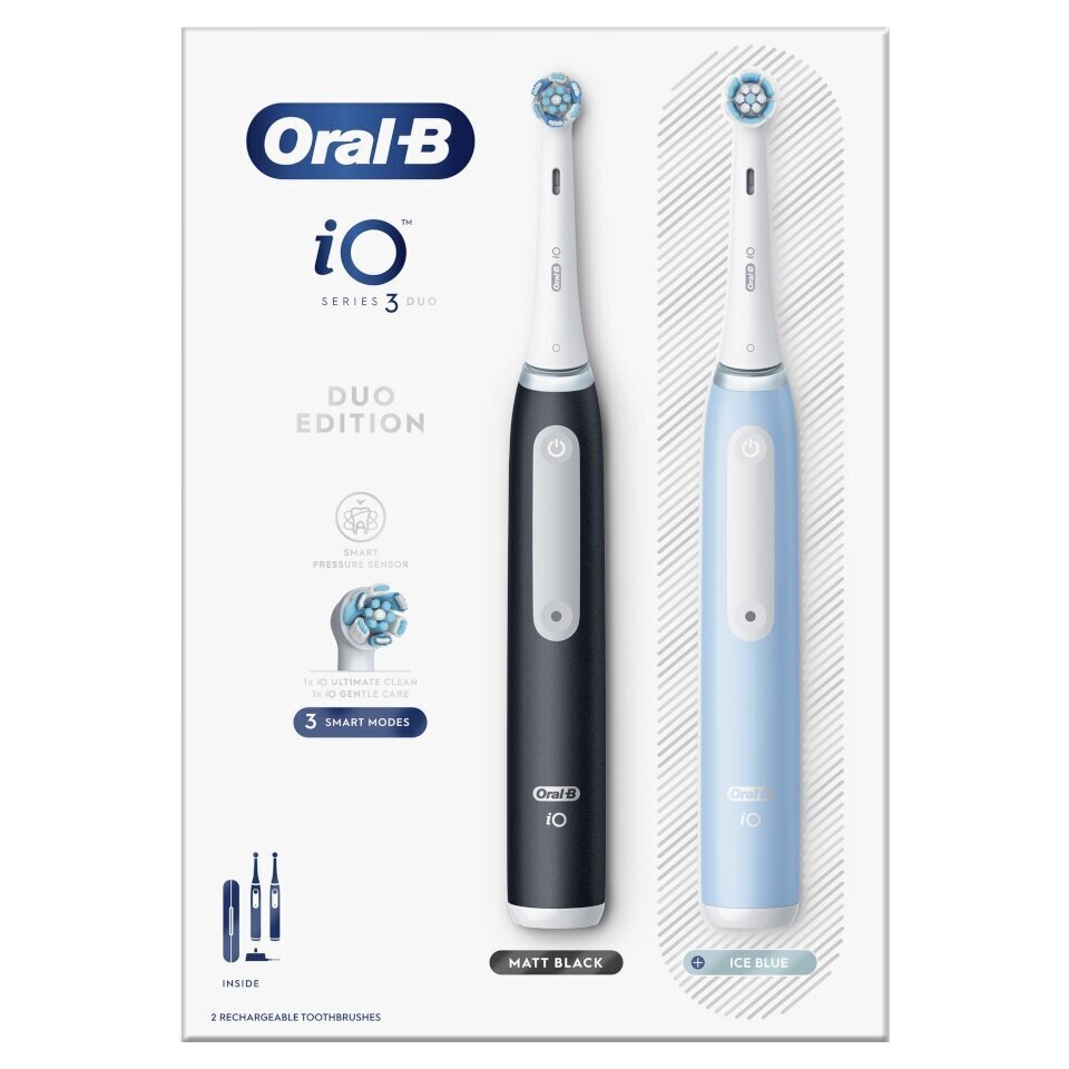 Oral-B iO3 Series Matt Black/Ice Blue Duo Pack hind ja info | Elektrilised hambaharjad | hansapost.ee