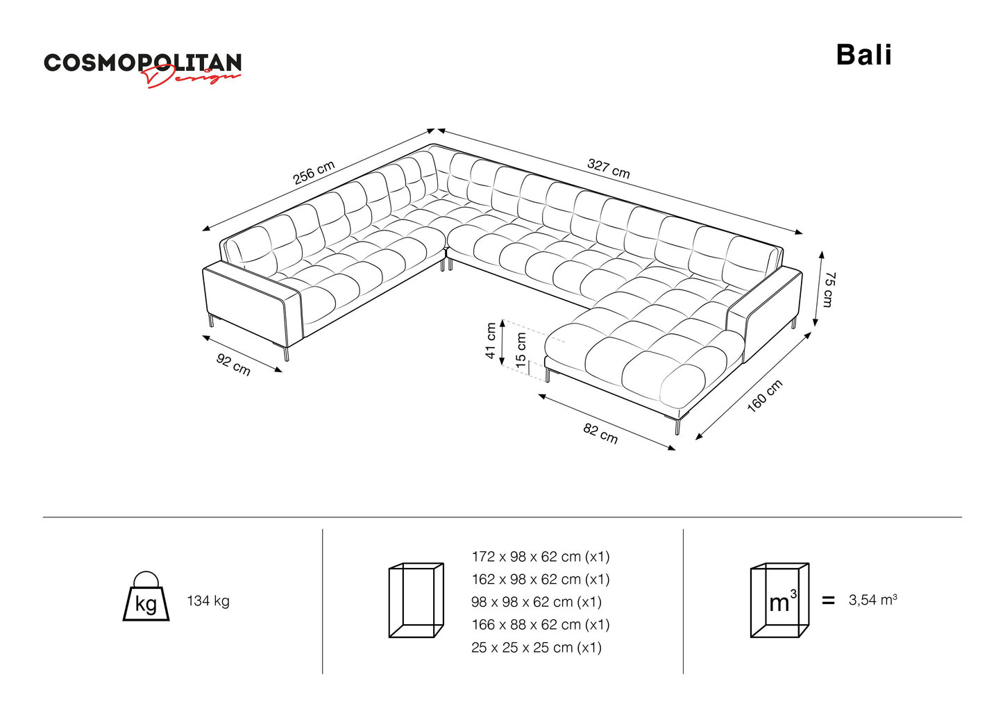 Pehme nurgadiivan Cosmopolitan Design Bali 7S-VU, punane/kuldne hind ja info | Nurgadiivanid ja nurgadiivanvoodid | hansapost.ee