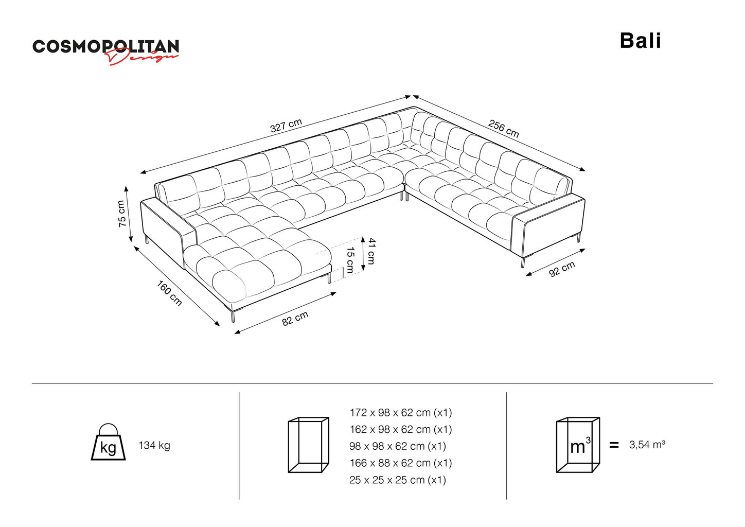 Pehme nurgadiivan Cosmopolitan Design Bali 7S-VU, tumesinine/kuldne hind ja info | Nurgadiivanid ja nurgadiivanvoodid | hansapost.ee