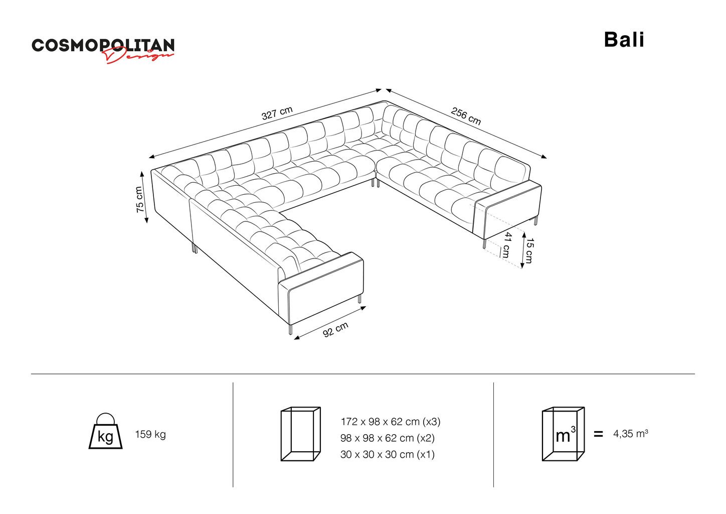 Pehme nurgadiivan Cosmopolitan Design Bali 9S-VU, roosa/must hind ja info | Nurgadiivanid ja nurgadiivanvoodid | hansapost.ee