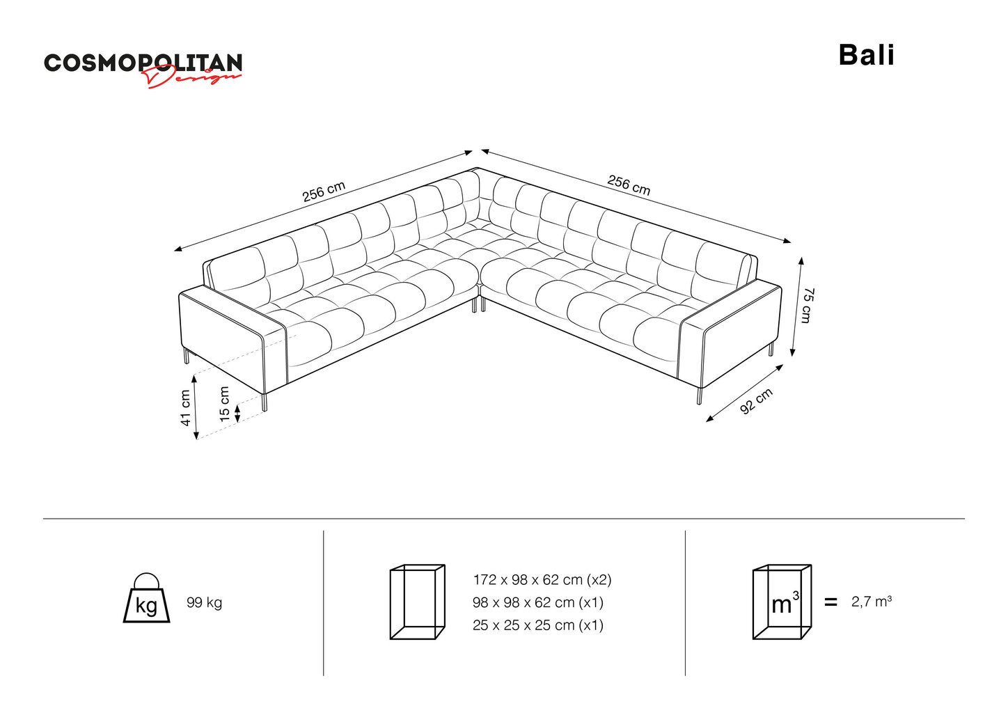 Universaalne pehme nurgadiivan Cosmopolitan Design Bali 6S-V, beež/must hind ja info | Nurgadiivanid ja nurgadiivanvoodid | hansapost.ee