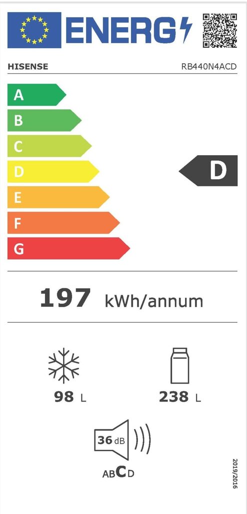 Hisense RB440N4ACD hind ja info | Külmkapid-külmikud | hansapost.ee