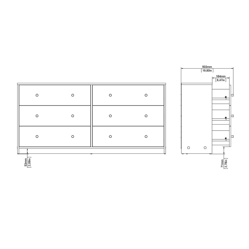 May Double dresser 6 drawers Black Black hind ja info | Kummutid | hansapost.ee