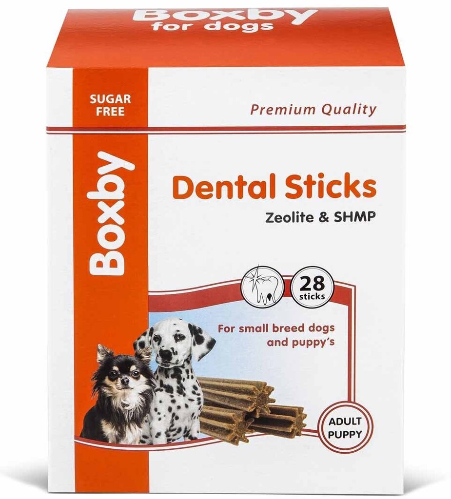 Närimispulgad koerte hambahoolduseks Boxby Dental Sticks Zeolite & SHMP, kutsikale ja väikest tõugu koerale, 320 g цена и информация | Koerte maiused | hansapost.ee