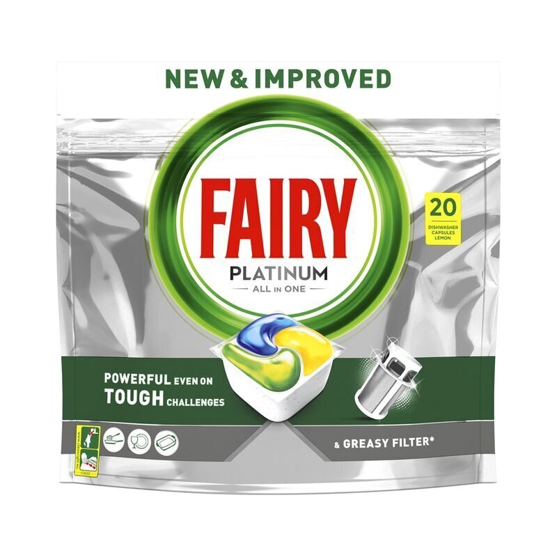 Fairy Platinum Lemon automaatnõudepesumasina kapslid, 20 tk цена и информация | Nõudepesuvahendid | hansapost.ee