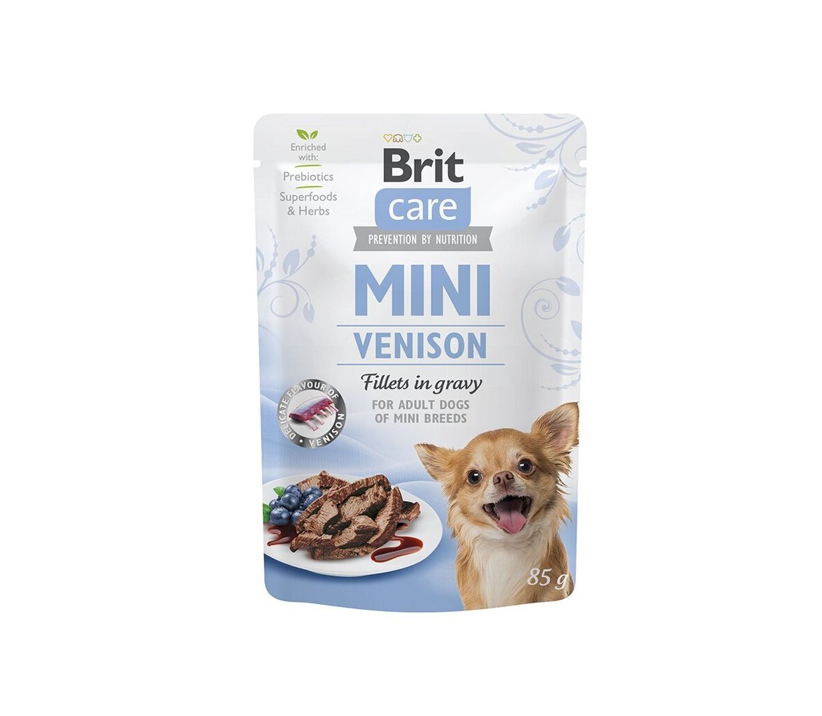 Brit Care Mini Adult Pouch Venison koos hirvelihaga, 24x85g hind ja info | Koerakonservid | hansapost.ee