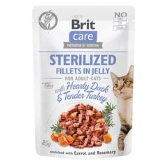 Brit Care Sterilized Fillets in Jelly для стерилизованных кошек с уткой и индейкой, 24 x 85 г цена и информация | Консервы для кошек | hansapost.ee