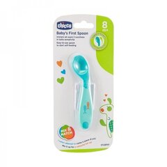 Силиконовая ложка CHICCO First Spoon, 8 мес.+, зеленая цена и информация | Детская посуда, контейнеры для молока и еды | hansapost.ee