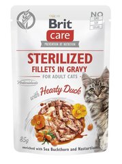 Brit Care Fillets in Gravy для стерилизованных кошек с уткой, 24x85 г цена и информация | Консервы для кошек | hansapost.ee