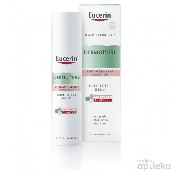 Eucerin DermoPure Triple Effect Serum vähendab nahatooni muutusi. pärast aknet 40ml цена и информация | Näoõlid, ampullid ja seerumid | hansapost.ee