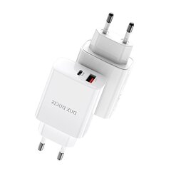 Сетевая зарядка Dux Ducis C70 USB-A/Type-C PD20W + QC18W белая цена и информация | Зарядные устройства для телефонов | hansapost.ee