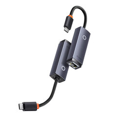 Baseus Lite Series USB Type C adapter - RJ45 LAN socket 100Mbps gray (WKQX000213) hind ja info | USB adapterid ja jagajad | hansapost.ee