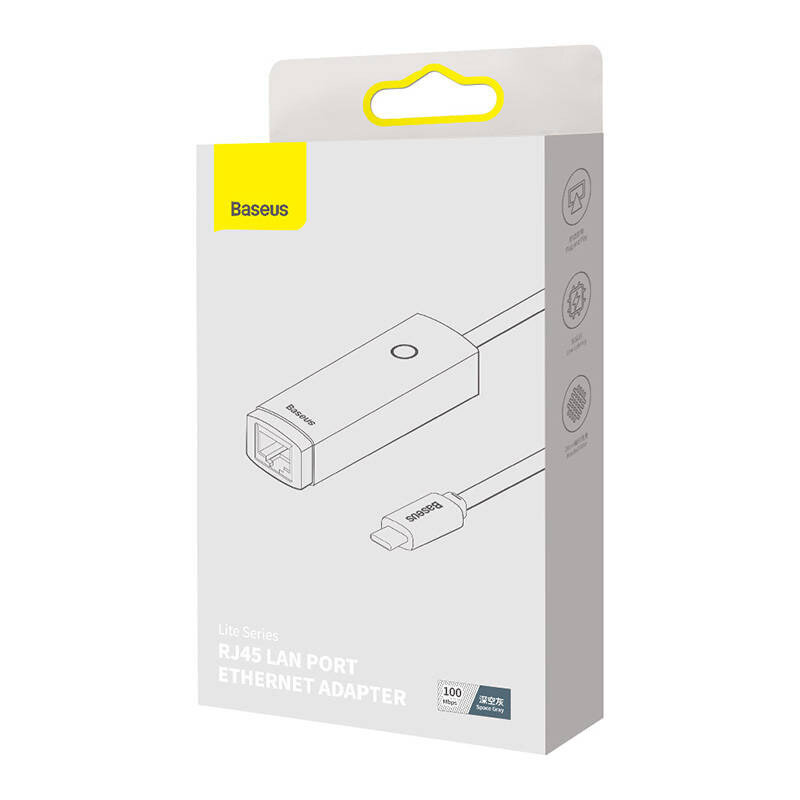 Baseus Lite Series USB Type C adapter - RJ45 LAN socket 100Mbps gray (WKQX000213) цена и информация | USB adapterid ja jagajad | hansapost.ee