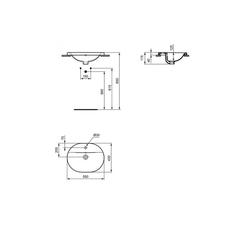 Süvistatav valamu Ideal Standard Connect Oval 55x43 cm, valge. E503901 цена и информация | Vannitoa valamud, kraanikausid | hansapost.ee